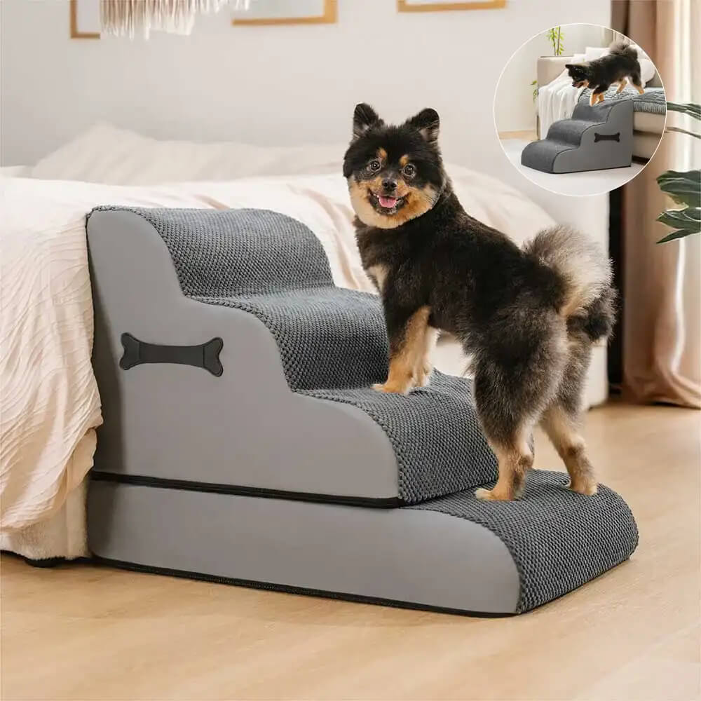 Adjustable Non-Slip Washable Soft Dog Steps with Gentle Ramp