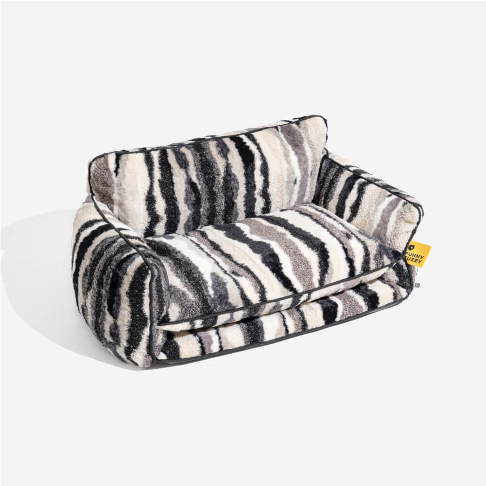 Trendy Striped Faux Lambswool Double Layer Dog & Cat Sofa Bed - Home Office