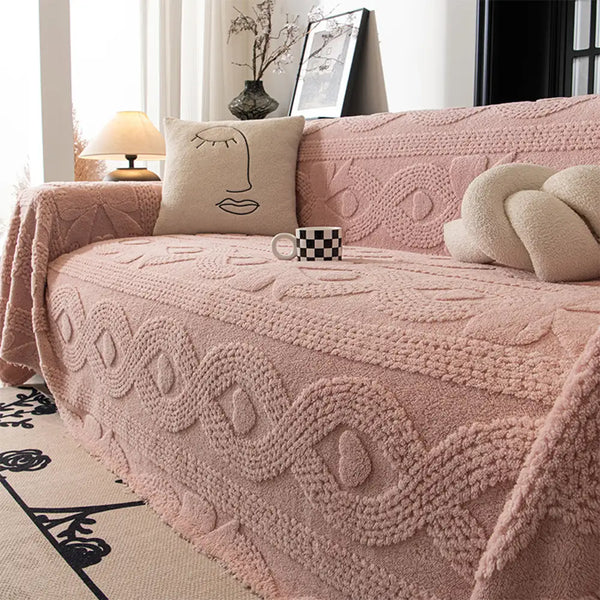 Bowknot Jacquard Plush Multifunctional Sofa Blanket Sofa Cover Sofa Throws