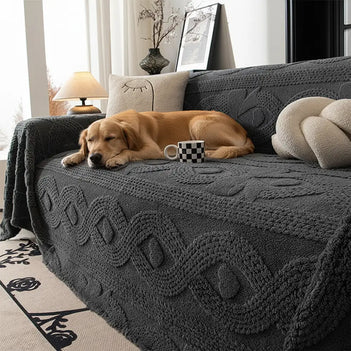 Bowknot Jacquard Plush Multifunctional Sofa Blanket Sofa Cover Sofa Throws