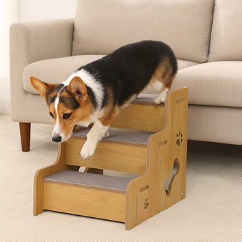 Safe Sturdy Wood Non-Slip Dog Ramp Steps