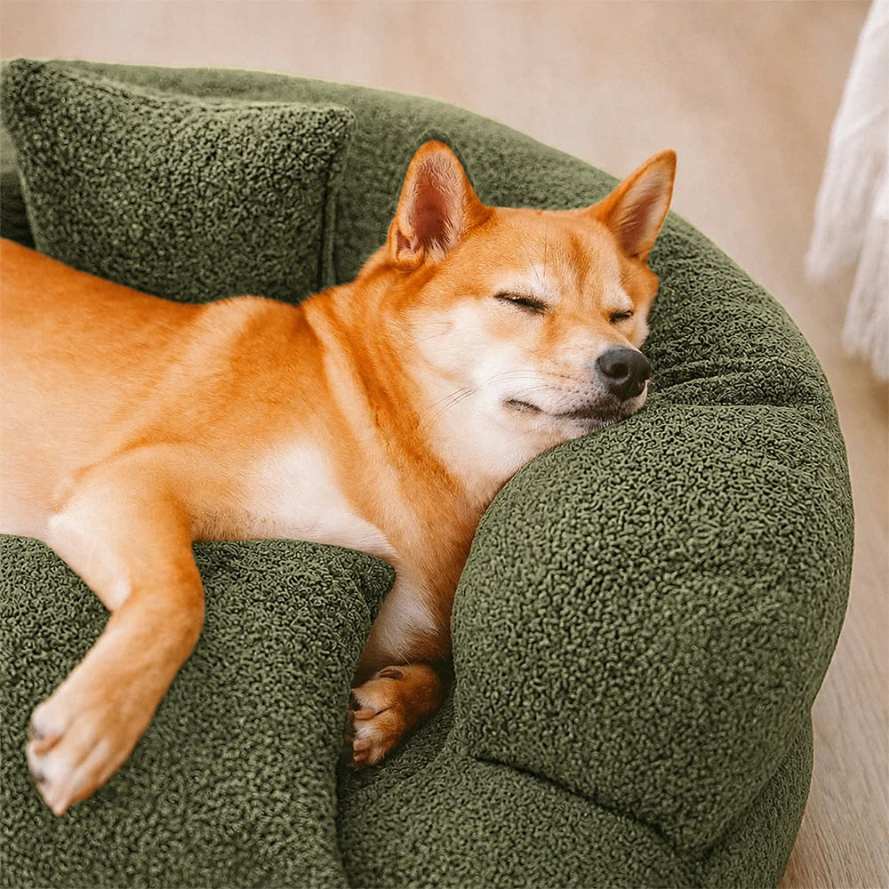 Luxe Diamond Velvet Removable Orthopedic Donut Dog Bed With Pillow - DreamNest