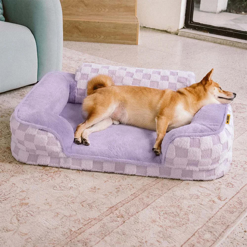 Chequered Fluffy Warm Washable Orthopaedic Dog Bolster Bed – CloudNooki