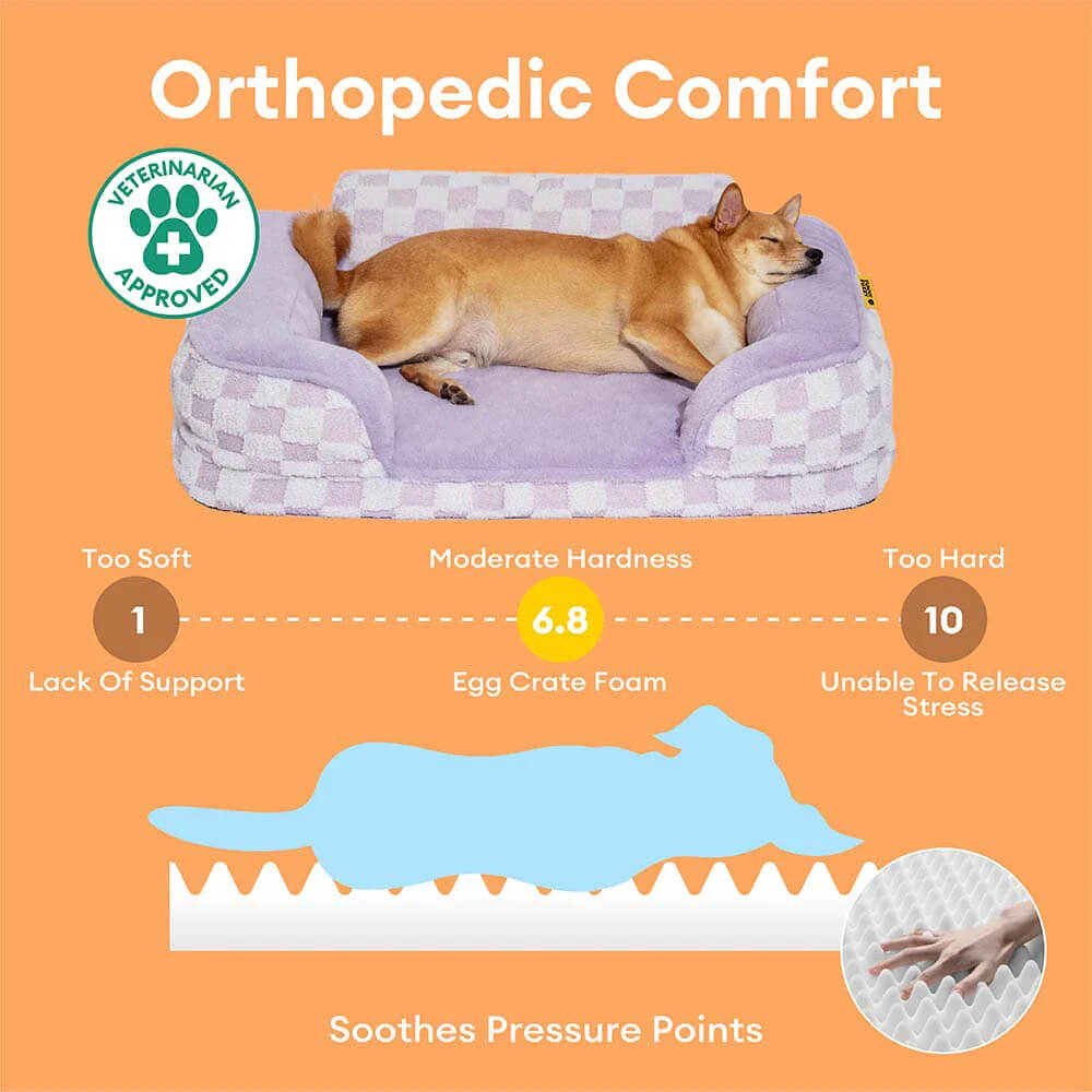 Chequered Fluffy Warm Washable Orthopaedic Dog Bolster Bed – CloudNooki