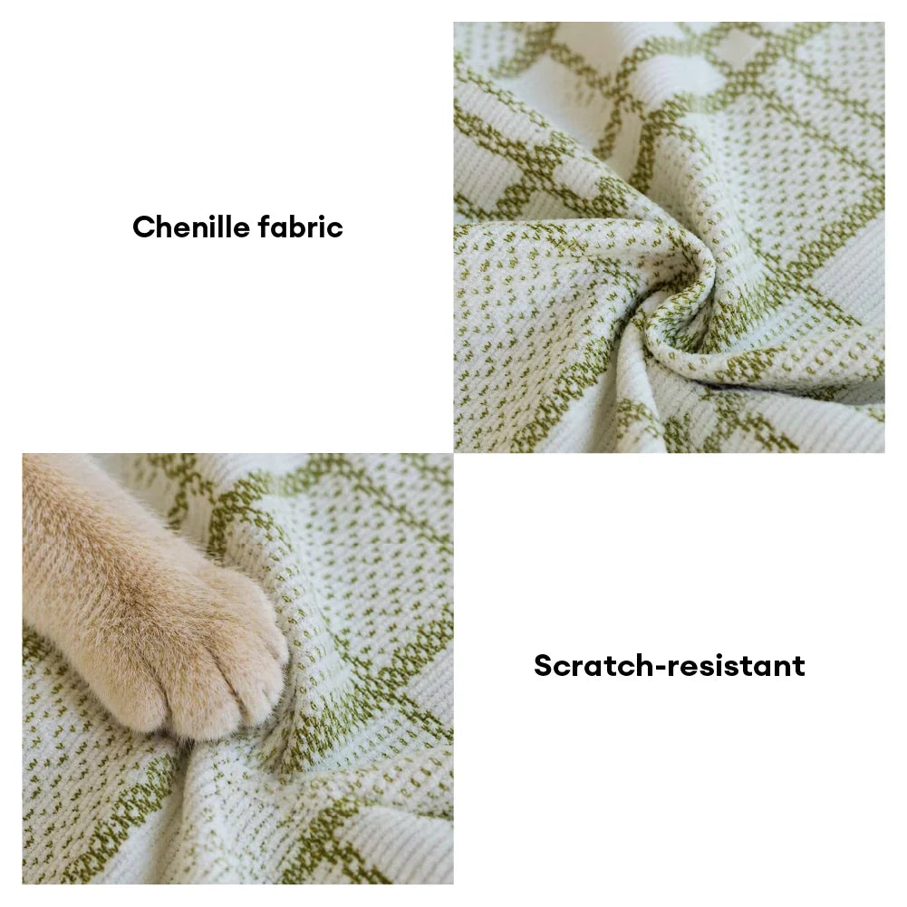 Checkered Pattern Breathable Chenille Sofa Protection Sofa Cover