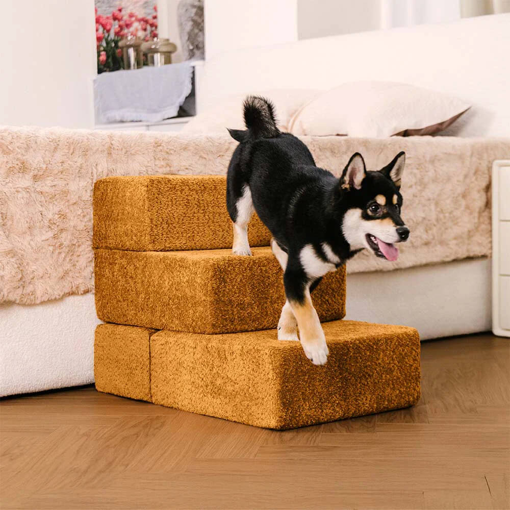 Chenille Durable Scratch-Resistant Foldable Blocks Multi-Level Dog Steps