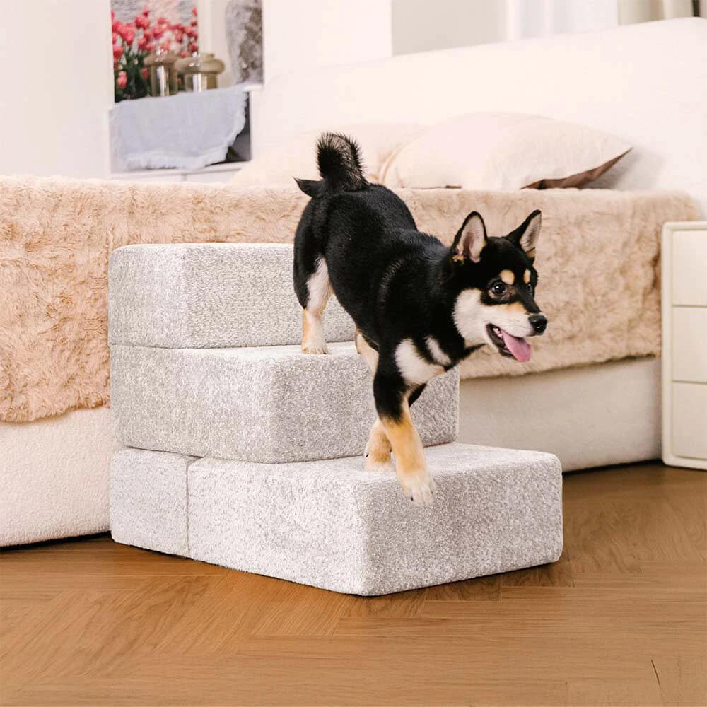 Chenille Durable Scratch-Resistant Foldable Blocks Multi-Level Dog Steps