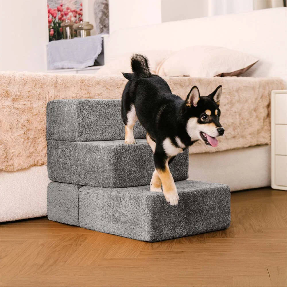 Chenille Durable Scratch-Resistant Foldable Blocks Multi-Level Dog Steps