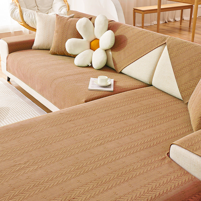 Chenille Wheat Ear Printed Breathable Non-slip Sofa Cover