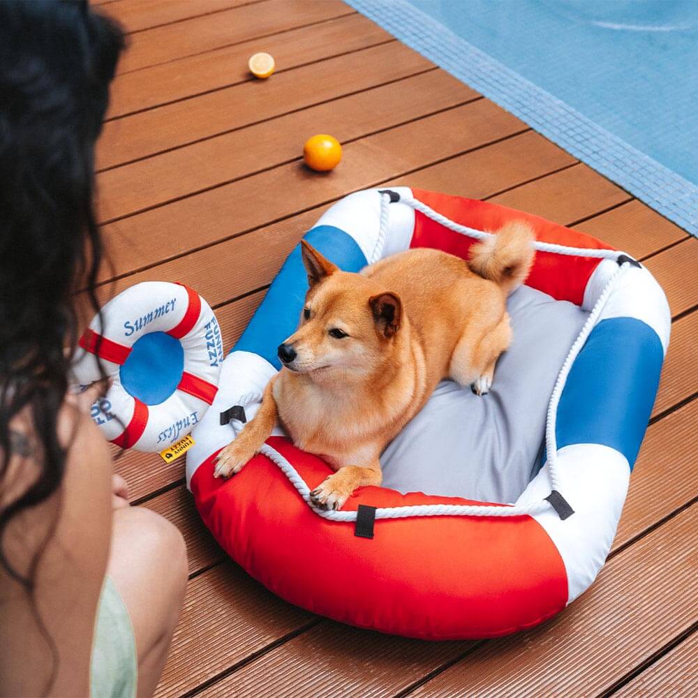 Summer Cooling Waterproof Boat-Shaped Outdoor Pet Bed with Pillow – Ch