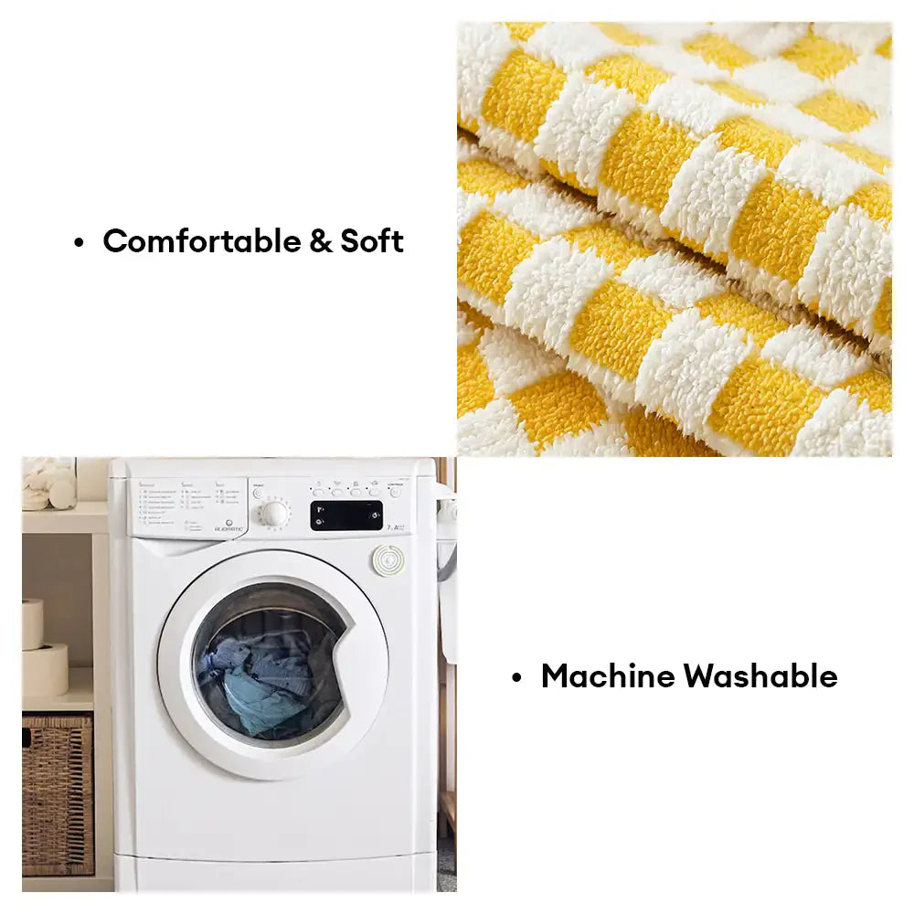 Classic Chequerboard Plush Comfortable Scratch-Resistant Non-Slip Sofa Cover