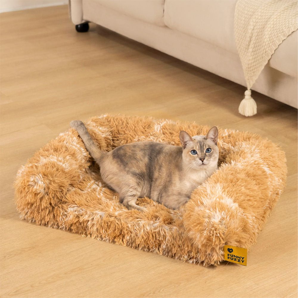 Classic Plaid Orthopaedic Bolster Cat Sofa Bed - Cosy Comfort