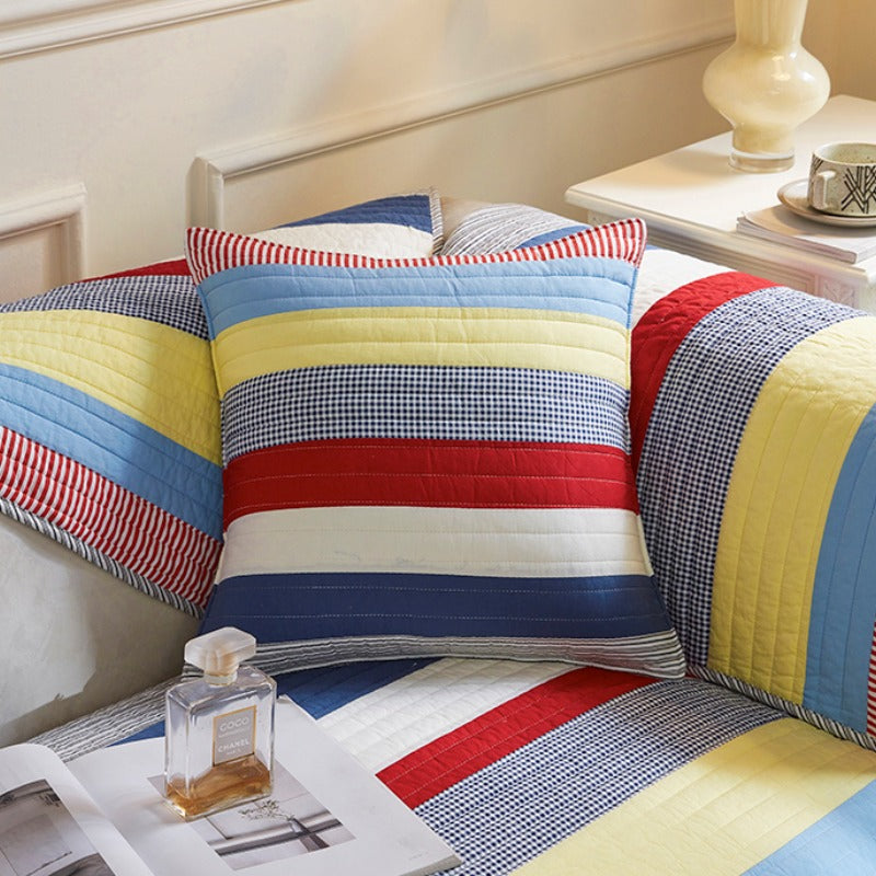 Colourful Striped Quilted Sofa Chic Protector Comfort Sofa Cover