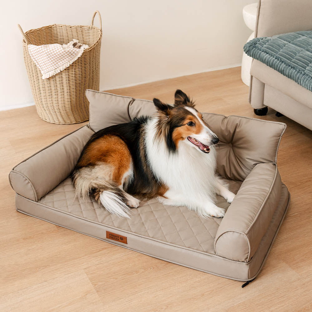 Luxe Faux Leather Foldable Orthopedic Outdoor Large Dog Bed