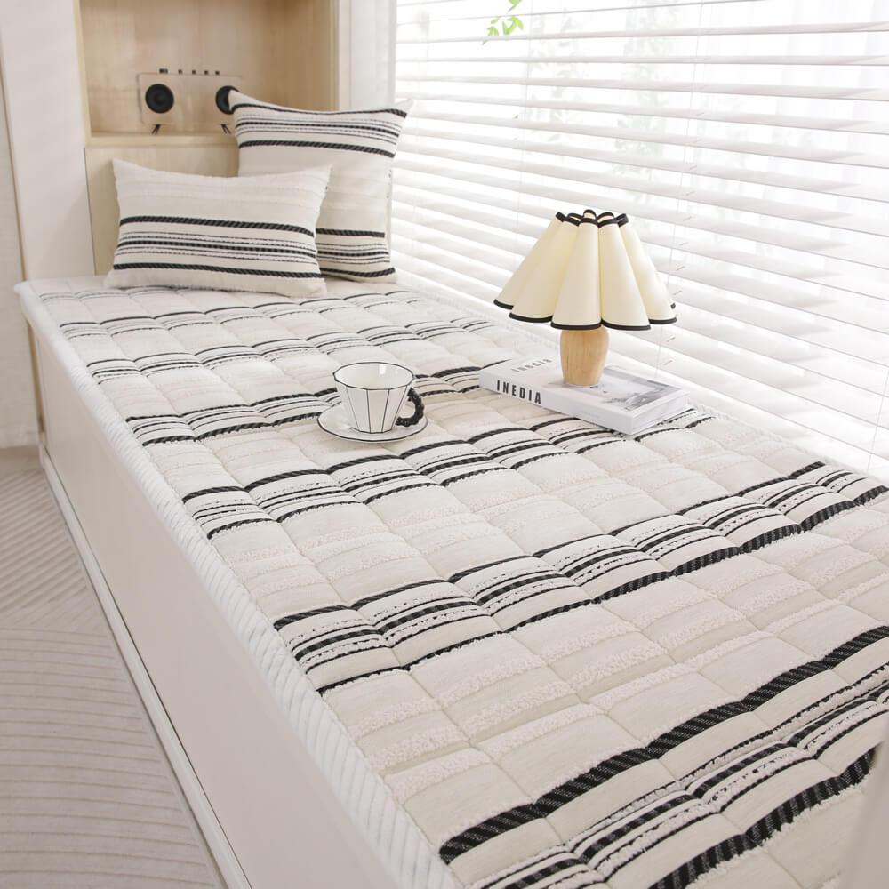 Cosy Chenille Striped Plush Sofa Protector Pet Mat Non-slip Sofa Cover
