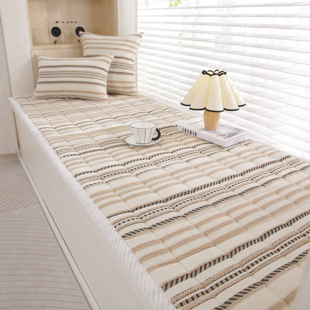 Cosy Chenille Striped Plush Sofa Protector Pet Mat Non-slip Sofa Cover