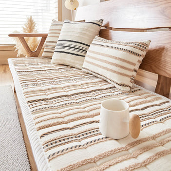 Cosy Chenille Striped Plush Sofa Protector Pet Mat Non-slip Sofa Cover