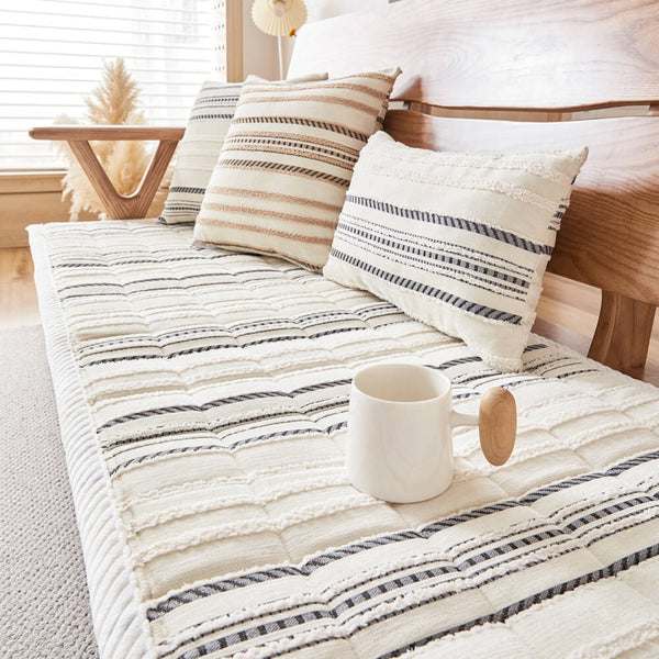 Cosy Chenille Striped Plush Sofa Protector Pet Mat Non-slip Sofa Cover