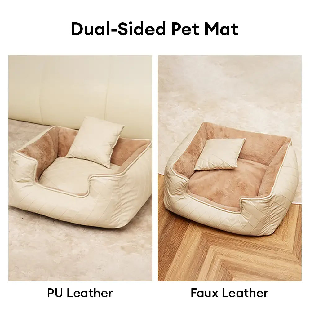 Cosy Diamond Faux Leather Square Dog Bed for Puppies