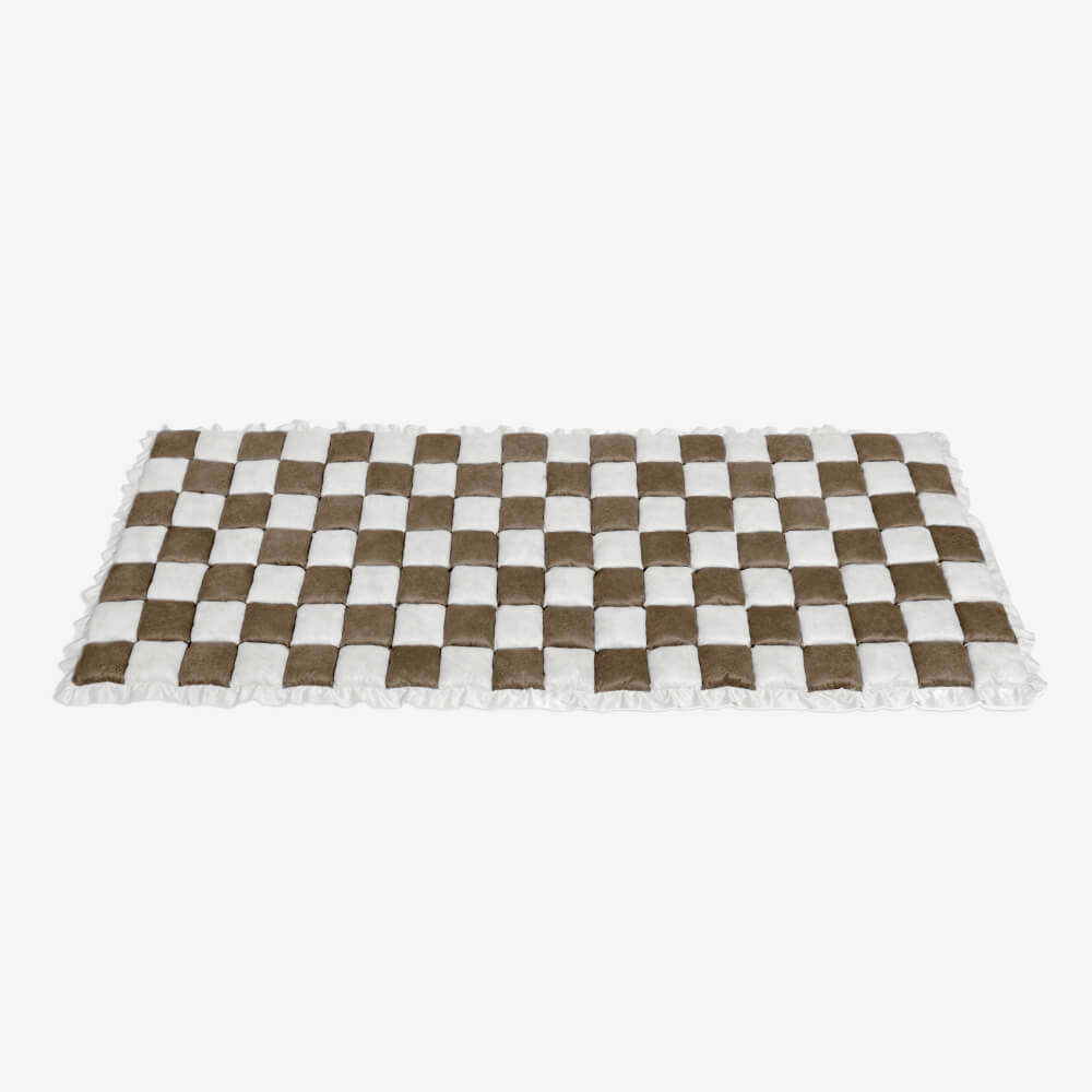 Cream-coloured Large Plaid Square Pet Carpet Bed Sofa Cover