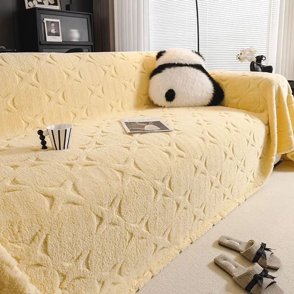 Cream Textured Jacquard Design Sofa Decorative Throw Sofa Cover