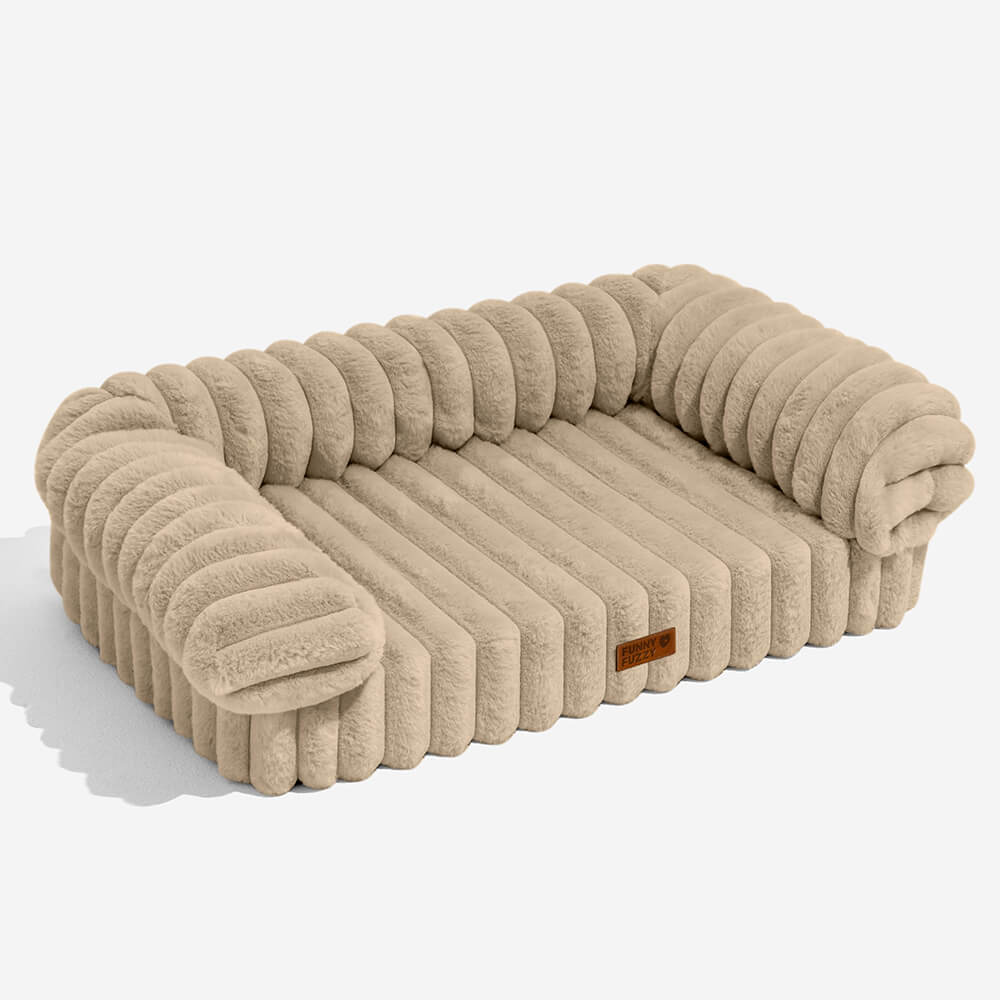 Cream Fluffy Comfort Orthopaedic Dog and Cat Sofa Bed