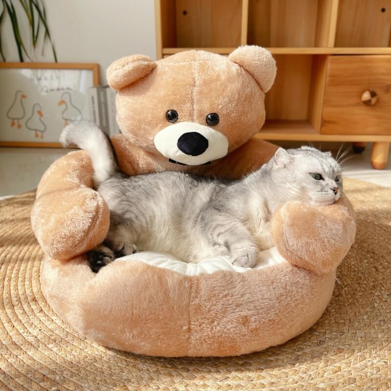 Cute Detachable Cuddle Bear Dog & Cat Bed
