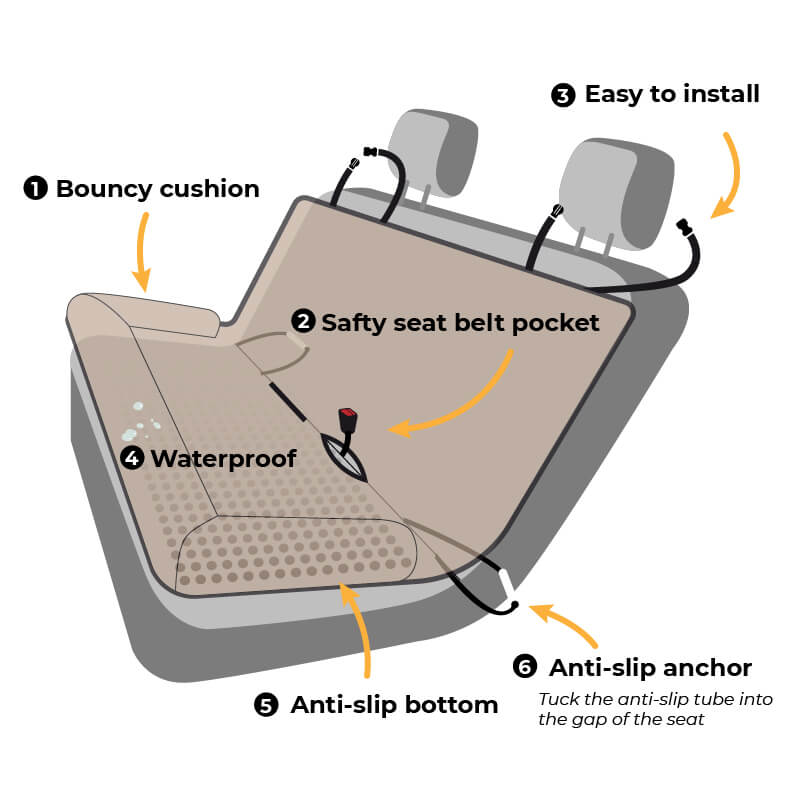 Travel Bolster Safety Back Seat Large Dog Car Seat Bed - Roadtrip
