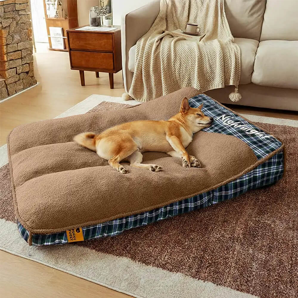 Extra Large Washable Teddy Fluffy Rectangle Dog Bed - Night-night