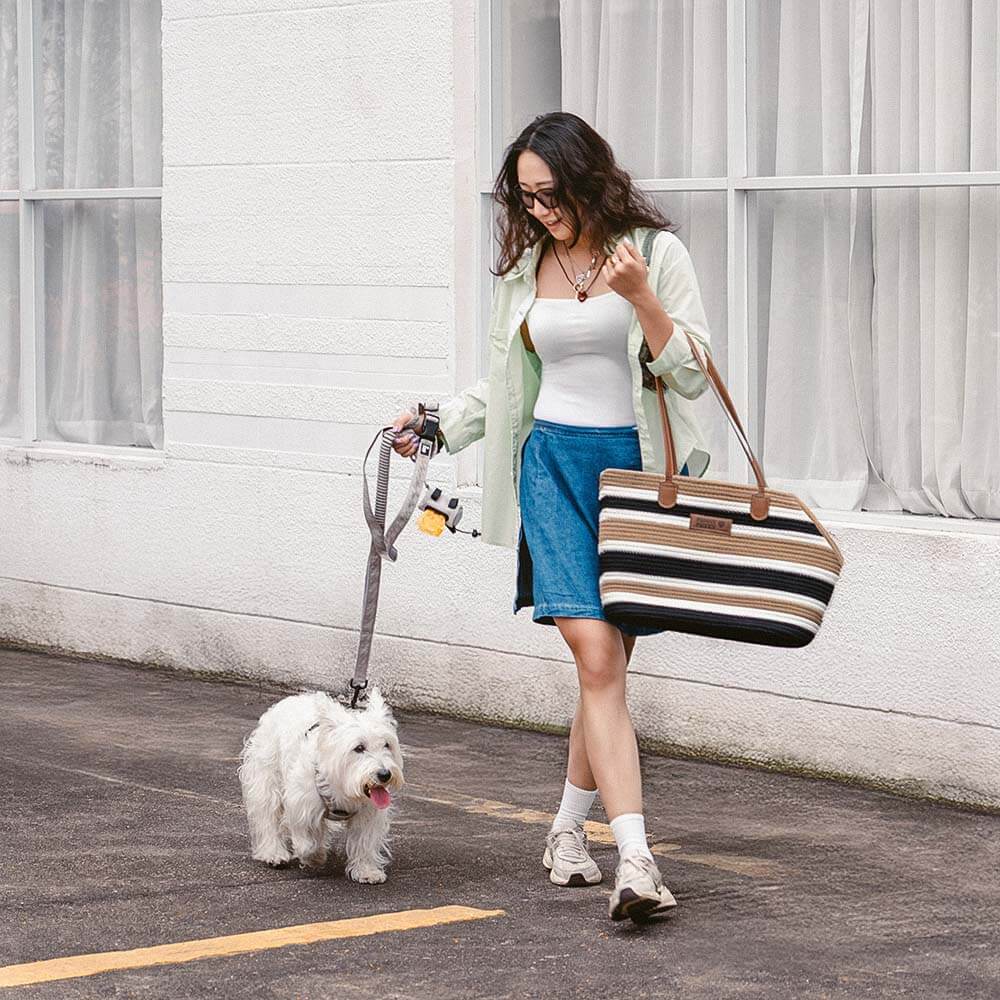 Handmade Lightweight Cotton Woven Beach Bag Pet Carrier- Summer Vacation