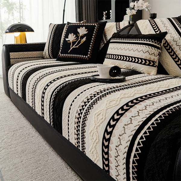 Colour-block Woven Suede Soft Skin-Friendly Anti-Skid Sofa Cover