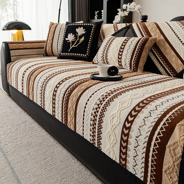 Colour-block Woven Suede Soft Skin-Friendly Anti-Skid Sofa Cover