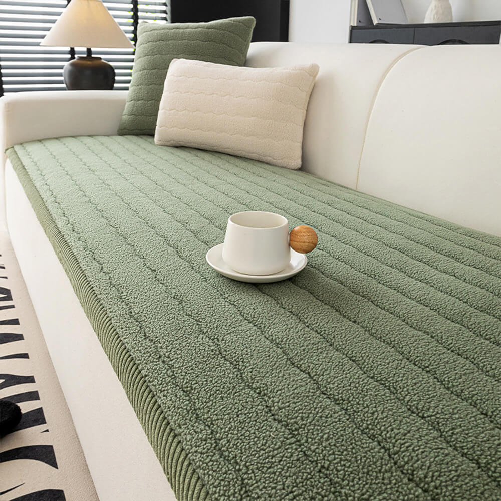 Creamy Soft Breathable Lambskin Sofa Cover