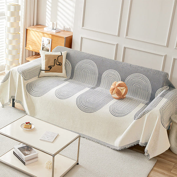 Geometric Pattern Reversible Chenille Sofa Throws Sofa Cover