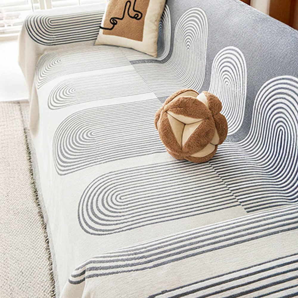 Geometric Pattern Reversible Chenille Throw Sofa Cover