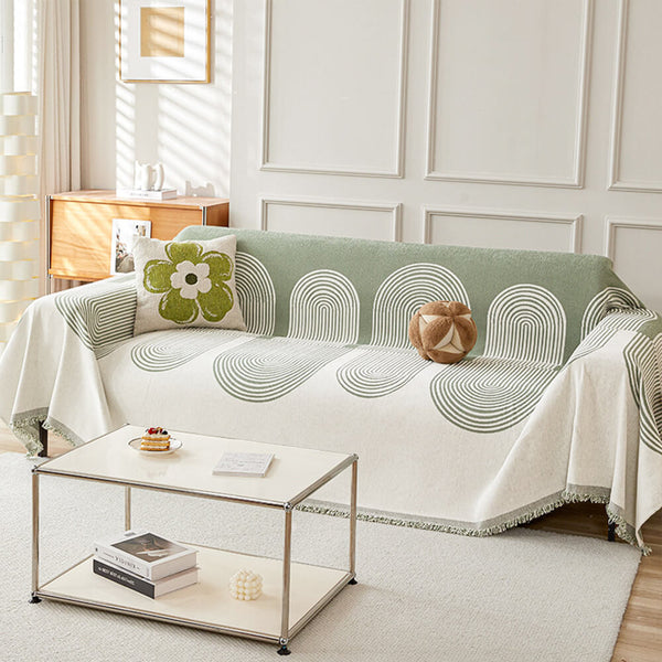 Geometric Pattern Reversible Chenille Sofa Throws Sofa Cover