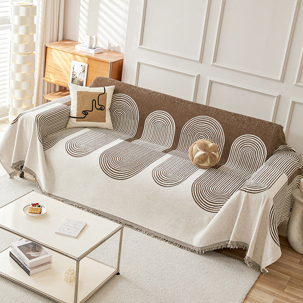 Geometric Pattern Reversible Chenille Sofa Throws Sofa Cover