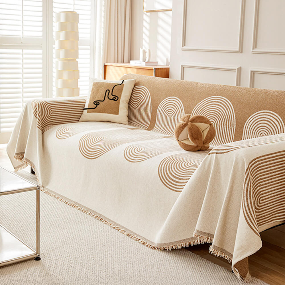 Geometric Pattern Reversible Chenille Throw Sofa Cover