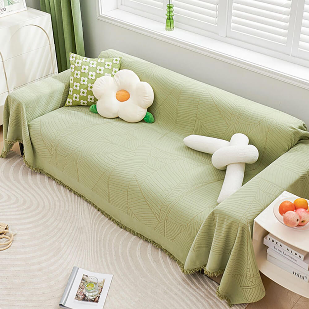 Chenille Large Leaf Full Coverage Thickened Anti-Scratch Sofa Cover