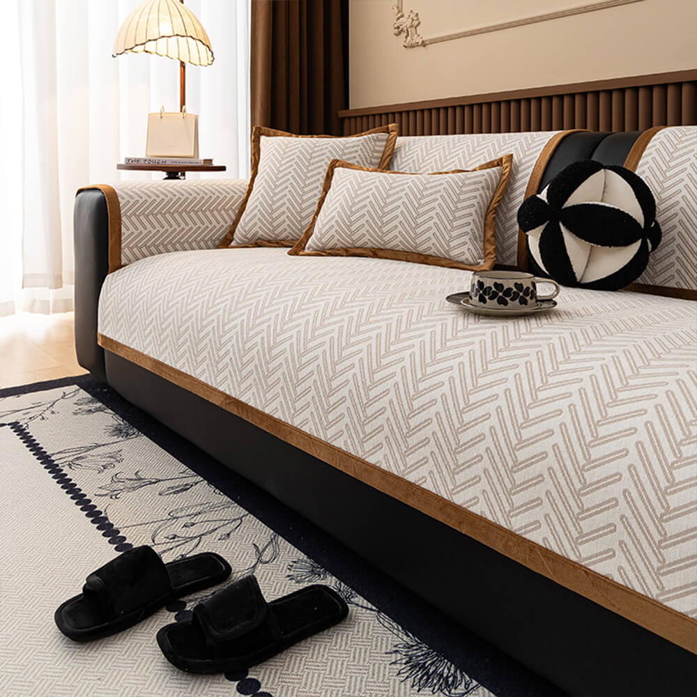Modern Chic Herringbone Chenille Anti-scratch Non-Slip Sofa Cover