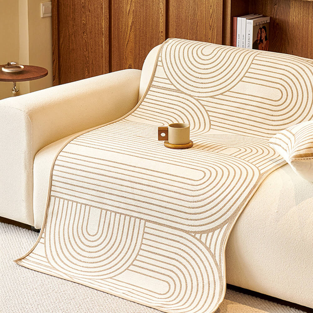 Modern Lines Chenille Artistic Sofa Protector Irregular Sofa Cover
