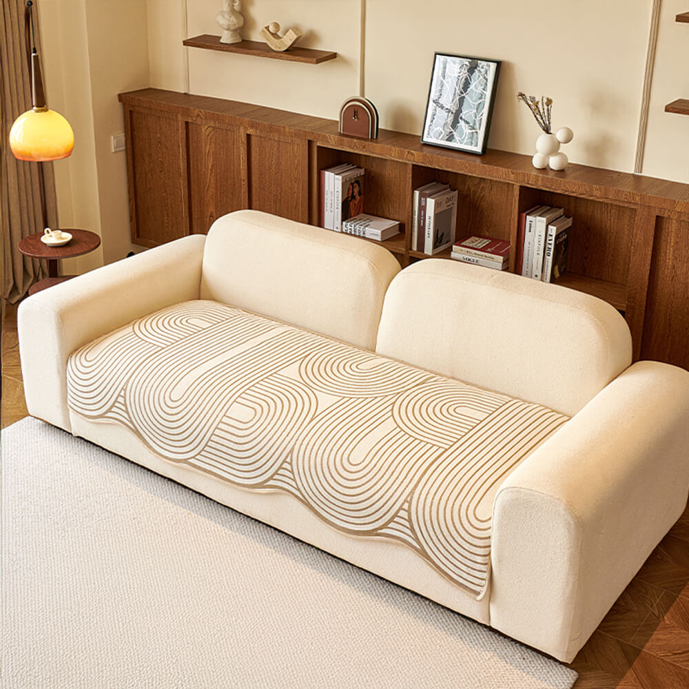 Modern Lines Chenille Artistic Sofa Protector Irregular Sofa Cover