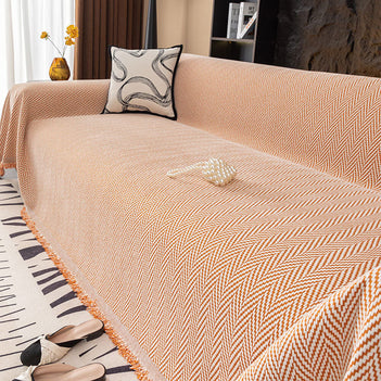 Premium Chenille Textured with Stylish Fringe Sofa Cover Sofa Throws