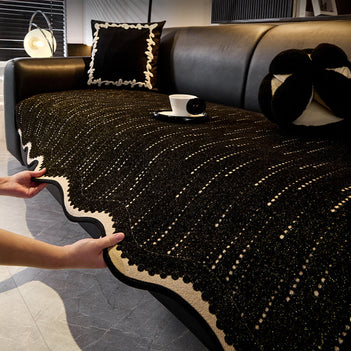 Trendy Chenille Anti-Scratch Elegant Wavy Shaped Sofa Cover