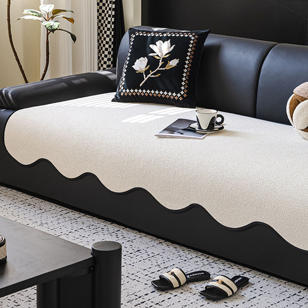 Water-repellent Teddy Fleece Non-Slip Straight Outdoor Garden Sofa Cover