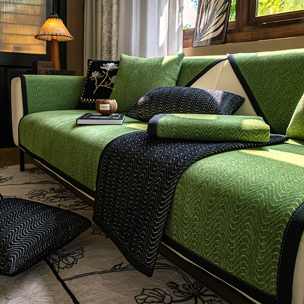 Chenille Anti-Slip Cat-Scratch Resistant Wavy Texture Premium Sofa Cover