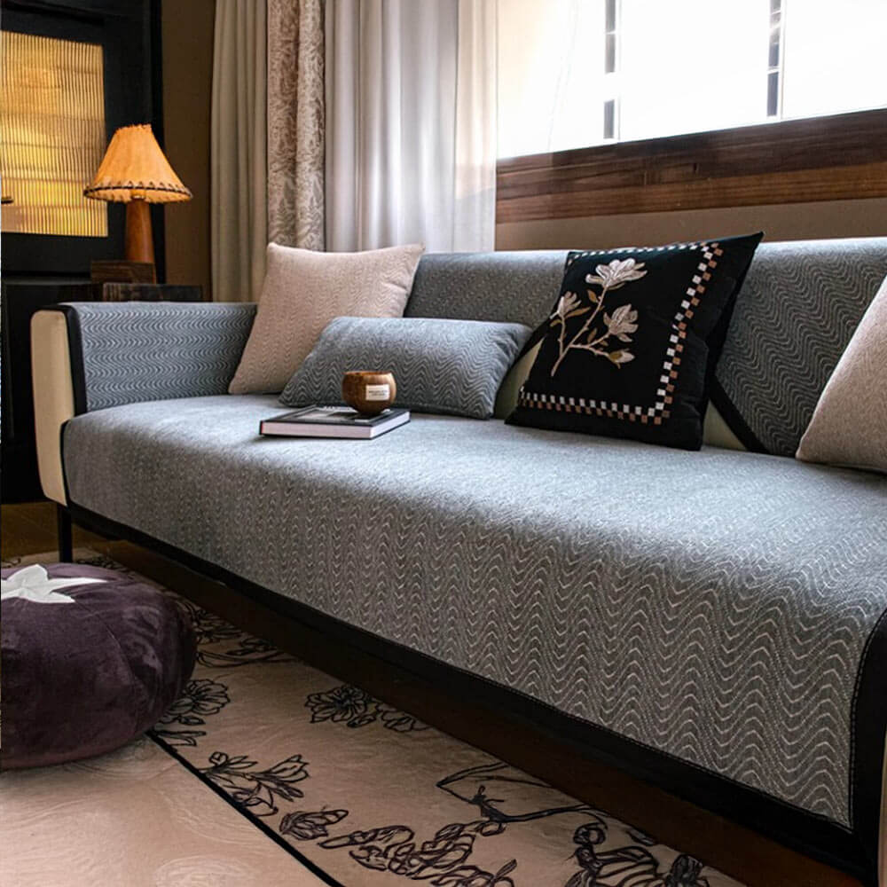 Chenille Anti-Slip Cat-Scratch Resistant Wavy Texture Premium Sofa Cover