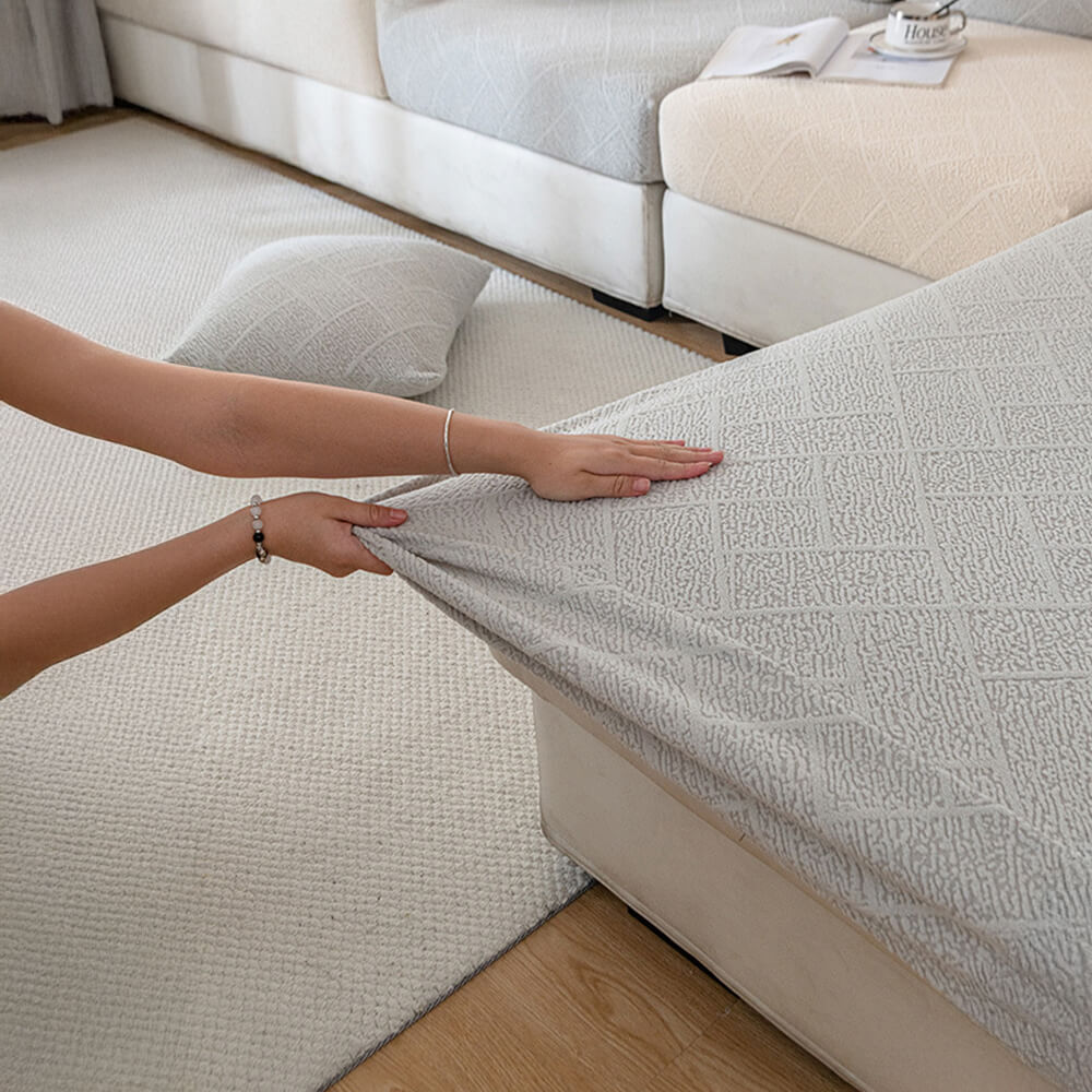 Diamond Jacquard Plush Full-Cover Stretch Sofa Cover