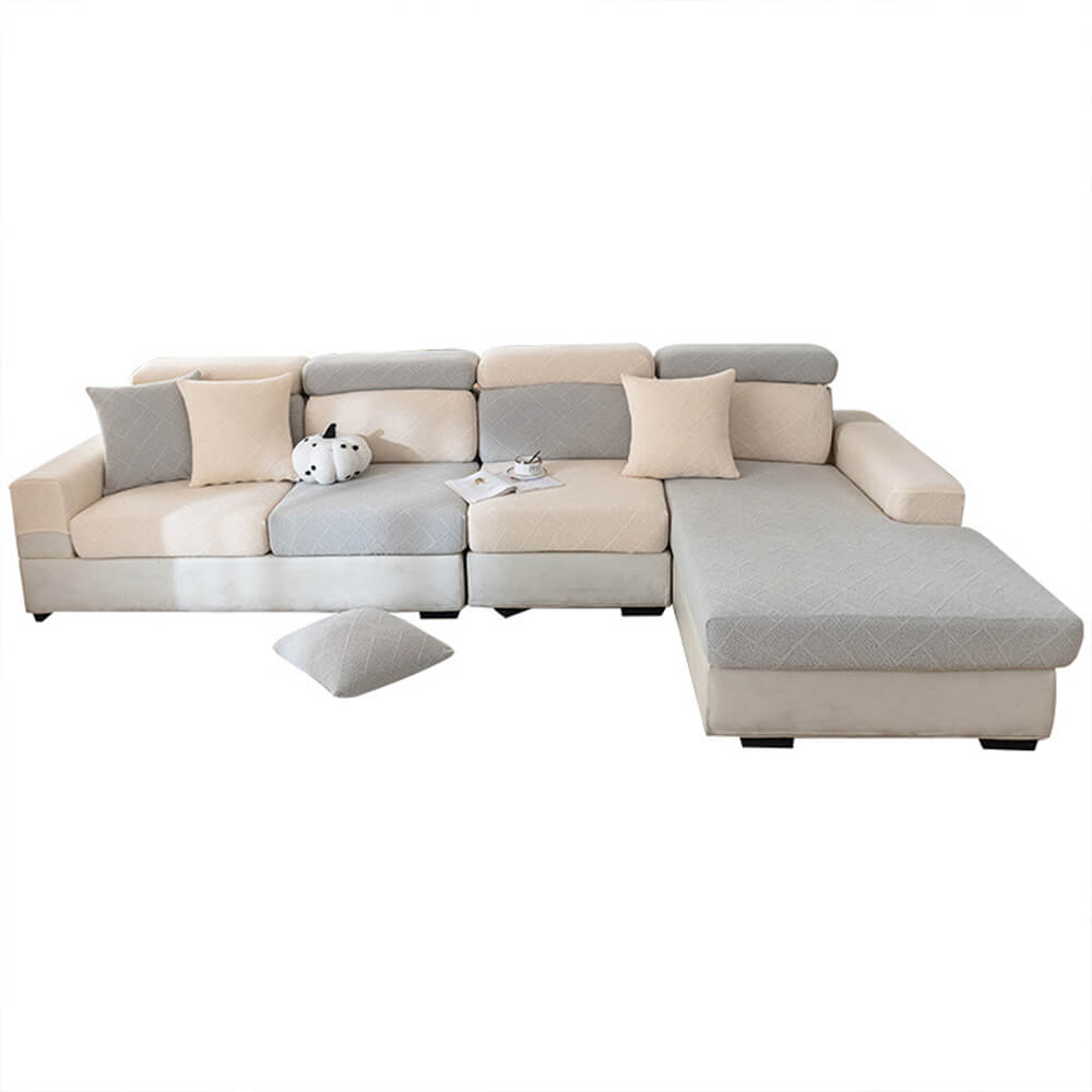 Diamond Jacquard Plush Full-Cover Stretch Sofa Cover