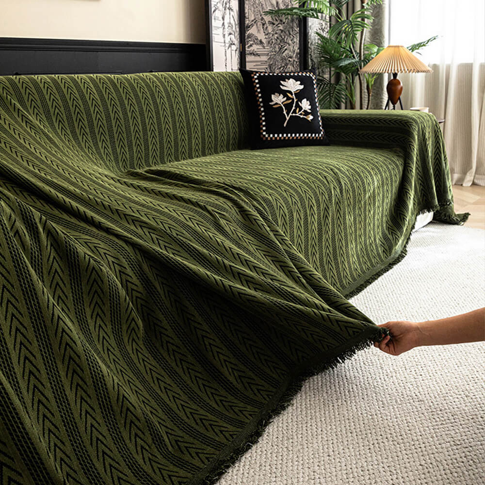 Jacquard Tassel Chenille Sofa Cover